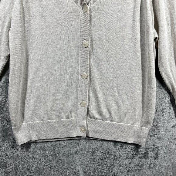 Babaton Cardigan Women Size Medium Cream Nude Button-up V-Neck Finley Silk Blend - Picture 3 of 9
